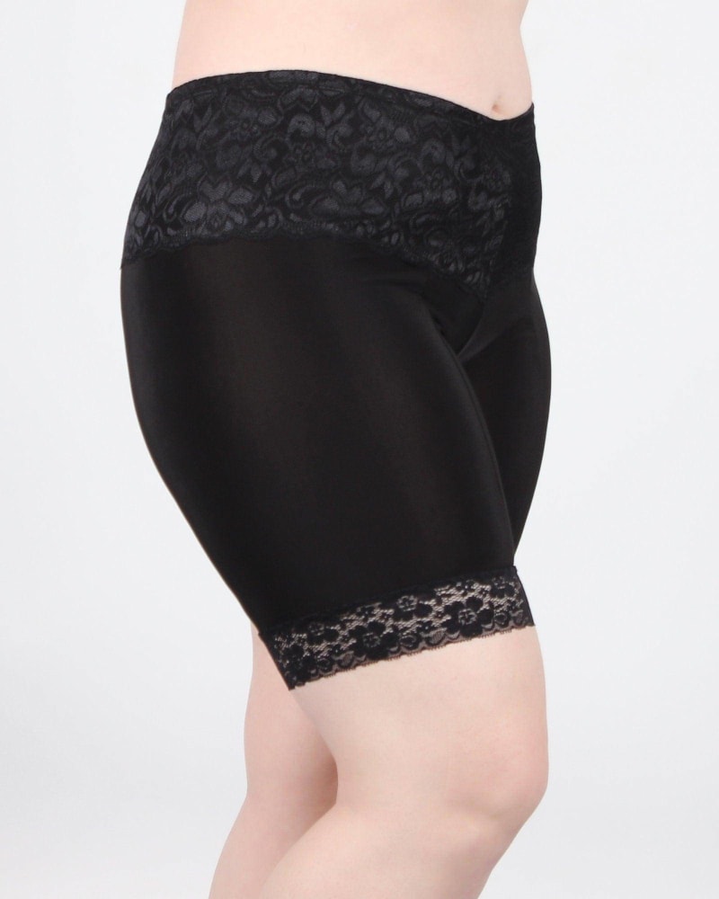 Plus Size Lace Anti Chafing Shortlette Slipshort Black
